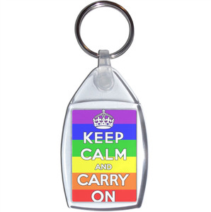 Gay Flag Keep Calm and Carry On - Clear Plastic Key Ring Size Choice New Gay Flag Keep Calm and Carry On - Clear Plastic Key Ring Size Choice New