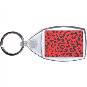 Red Leopard Print - Clear Plastic Key Ring Size Choice New