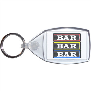 Fruit Machine Bar - Clear Plastic Key Ring Size Choice New