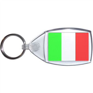 Italy Flag - Clear Plastic Key Ring Size Choice New Italy Flag - Clear Plastic Key Ring Size Choice New