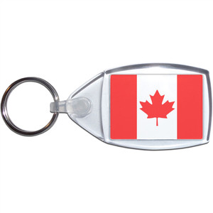 Canada Flag - Clear Plastic Key Ring Size Choice New Canada Flag - Clear Plastic Key Ring Size Choice New