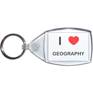 I Love Geography - Clear Plastic Key Ring Size Choice New