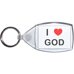 I love God - Clear Plastic Key Ring Size Choice New I love God - Clear Plastic Key Ring Size Choice New