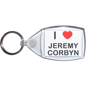 I love Jeremy Corbyn - Clear Plastic Key Ring Size Choice New