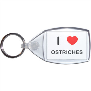 I Love Ostriches - Clear Plastic Key Ring Size Choice New