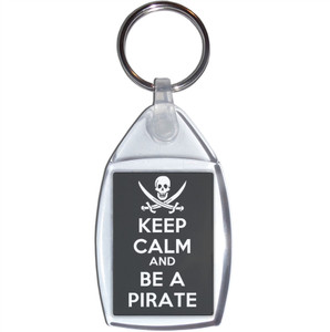 Keep Calm and Be A Pirate - Clear Plastic Key Ring Size Choice New