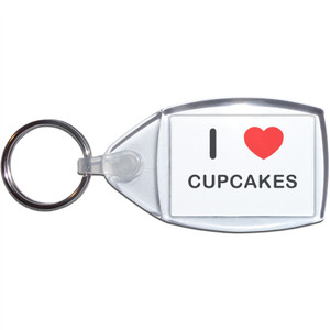 I Love Cupcakes - Clear Plastic Key Ring Size Choice New