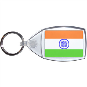 India Flag - Clear Plastic Key Ring Size Choice New India Flag - Clear Plastic Key Ring Size Choice New
