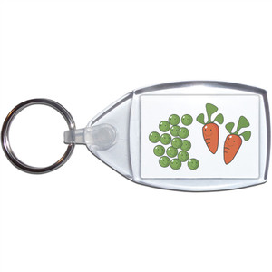 Peas and Carrots - Clear Plastic Key Ring Size Choice New Peas and Carrots - Clear Plastic Key Ring Size Choice New