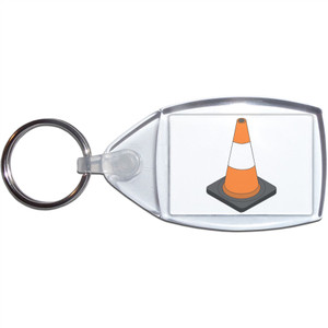 Traffic Cone - Clear Plastic Key Ring Size Choice New