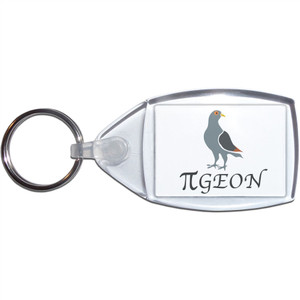 Pi Pigeon - Clear Plastic Key Ring Size Choice New Pi Pigeon - Clear Plastic Key Ring Size Choice New