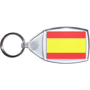 Spain Flag - Clear Plastic Key Ring Size Choice New Spain Flag - Clear Plastic Key Ring Size Choice New