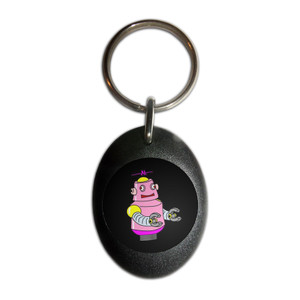Black Girl Robot - Plastic Oval Key Ring