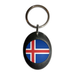 Iceland Flag - Plastic Oval Key Ring Iceland Flag - Plastic Oval Key Ring