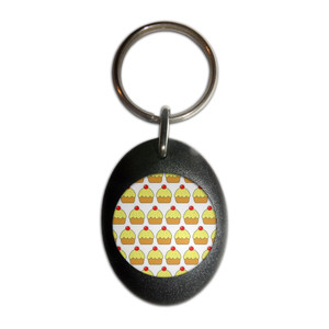 Cupcake Pattern - Plastic Oval Key Ring