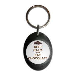 Keep Calm and Eat Chocolate - Plastic Oval Key Ring Keep Calm and Eat Chocolate - Plastic Oval Key Ring