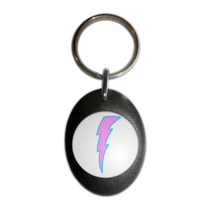 Lightning Bolt Pink - Plastic Oval Key Ring