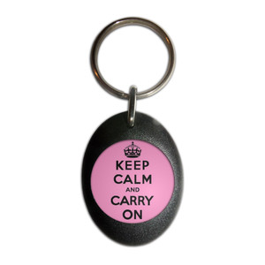Pink Keep Calm and Carry On - Plastic Oval Key Ring Pink Keep Calm and Carry On - Plastic Oval Key Ring