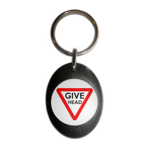 Give Head - Plastic Oval Key Ring Give Head - Plastic Oval Key Ring
