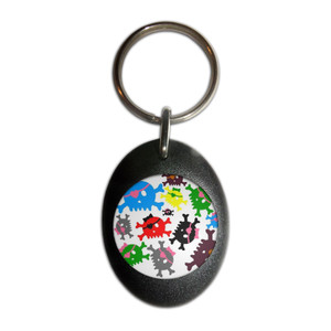 Skull Bow Pattern 3 - Plastic Oval Key Ring