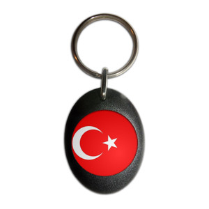 Turkey Flag - Plastic Oval Key Ring