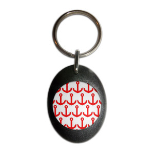 Anchor Red Pattern - Plastic Oval Key Ring Anchor Red Pattern - Plastic Oval Key Ring