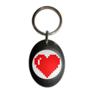 Pixel Heart - Plastic Oval Key Ring Pixel Heart - Plastic Oval Key Ring