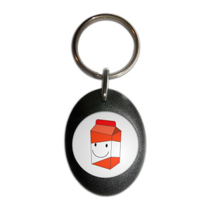 Orange Juice Carton - Plastic Oval Key Ring Orange Juice Carton - Plastic Oval Key Ring