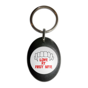 Love At First Bite - Plastic Oval Key Ring Love At First Bite - Plastic Oval Key Ring