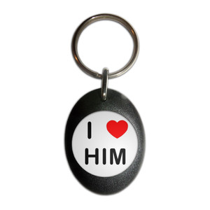I love Him - Plastic Oval Key Ring I love Him - Plastic Oval Key Ring