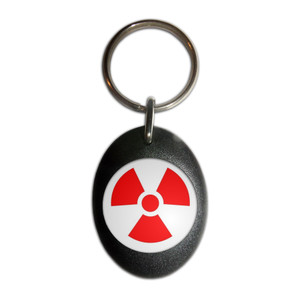 Red Nuclear Symbol - Plastic Oval Key Ring Red Nuclear Symbol - Plastic Oval Key Ring