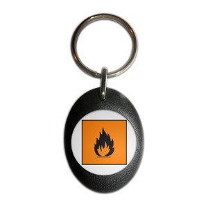 Flammable - Plastic Oval Key Ring Flammable - Plastic Oval Key Ring