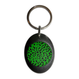 Green Leopard Print - Plastic Oval Key Ring Green Leopard Print - Plastic Oval Key Ring