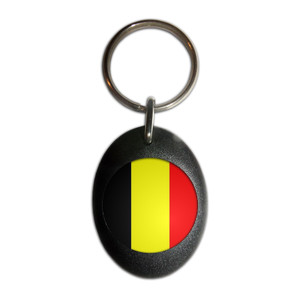 Belgium Flag - Plastic Oval Key Ring Belgium Flag - Plastic Oval Key Ring