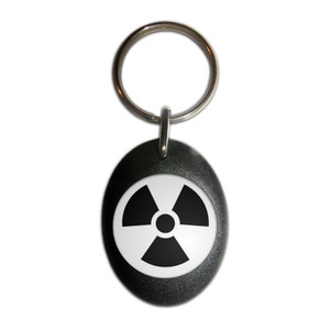 Black Nuclear Symbol - Plastic Oval Key Ring Black Nuclear Symbol - Plastic Oval Key Ring