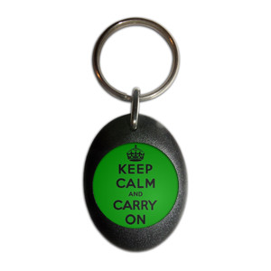 Green Keep Calm and Carry On - Plastic Oval Key Ring Green Keep Calm and Carry On - Plastic Oval Key Ring