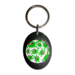 Skull Bow Pattern 2 - Plastic Oval Key Ring Skull Bow Pattern 2 - Plastic Oval Key Ring