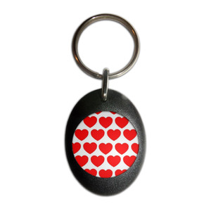 Heart Pattern - Plastic Oval Key Ring Heart Pattern - Plastic Oval Key Ring