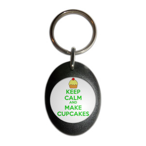 Keep Calm and Make Cupcakes - Plastic Oval Key Ring Keep Calm and Make Cupcakes - Plastic Oval Key Ring
