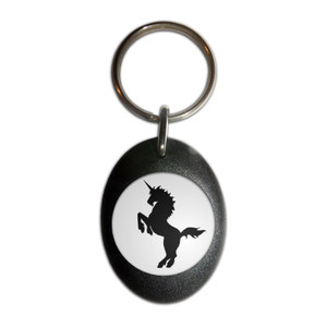 Unicorn Silhouette - Plastic Oval Key Ring Unicorn Silhouette - Plastic Oval Key Ring