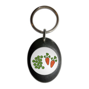 Peas and Carrots - Plastic Oval Key Ring Peas and Carrots - Plastic Oval Key Ring