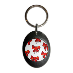 Bow Pattern - Plastic Oval Key Ring