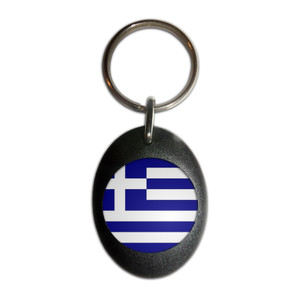 Greece Flag - Plastic Oval Key Ring Greece Flag - Plastic Oval Key Ring