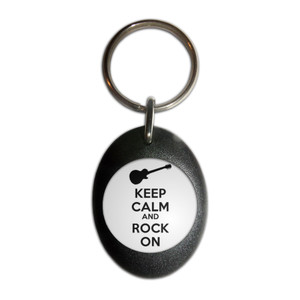 Keep Calm and Rock On - Plastic Oval Key Ring Keep Calm and Rock On - Plastic Oval Key Ring
