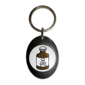 Poison Bottle - Plastic Oval Key Ring Poison Bottle - Plastic Oval Key Ring