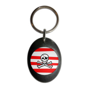 Jolly Roger Stripey - Plastic Oval Key Ring Jolly Roger Stripey - Plastic Oval Key Ring