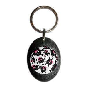 Skull Bow Pattern - Plastic Oval Key Ring Skull Bow Pattern - Plastic Oval Key Ring