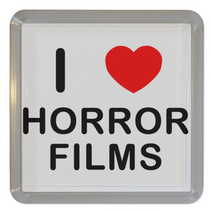 I Love Horror Films - Plastic Tea Coaster / Beer Mat I Love Horror Films - Plastic Tea Coaster / Beer Mat