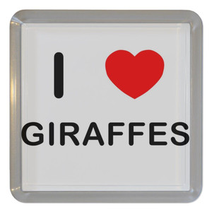 I Love Giraffes - Plastic Tea Coaster / Beer Mat