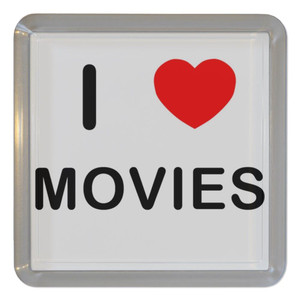 I love Movies - Plastic Tea Coaster / Beer Mat